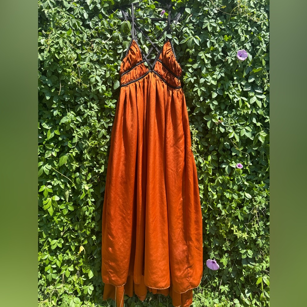 Lisa Maree rust silk maxi dress